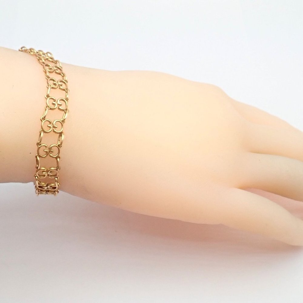 Vintage! Authentic Gucci 18k Yellow Gold Logo Bracelet - Picture 8 of 11